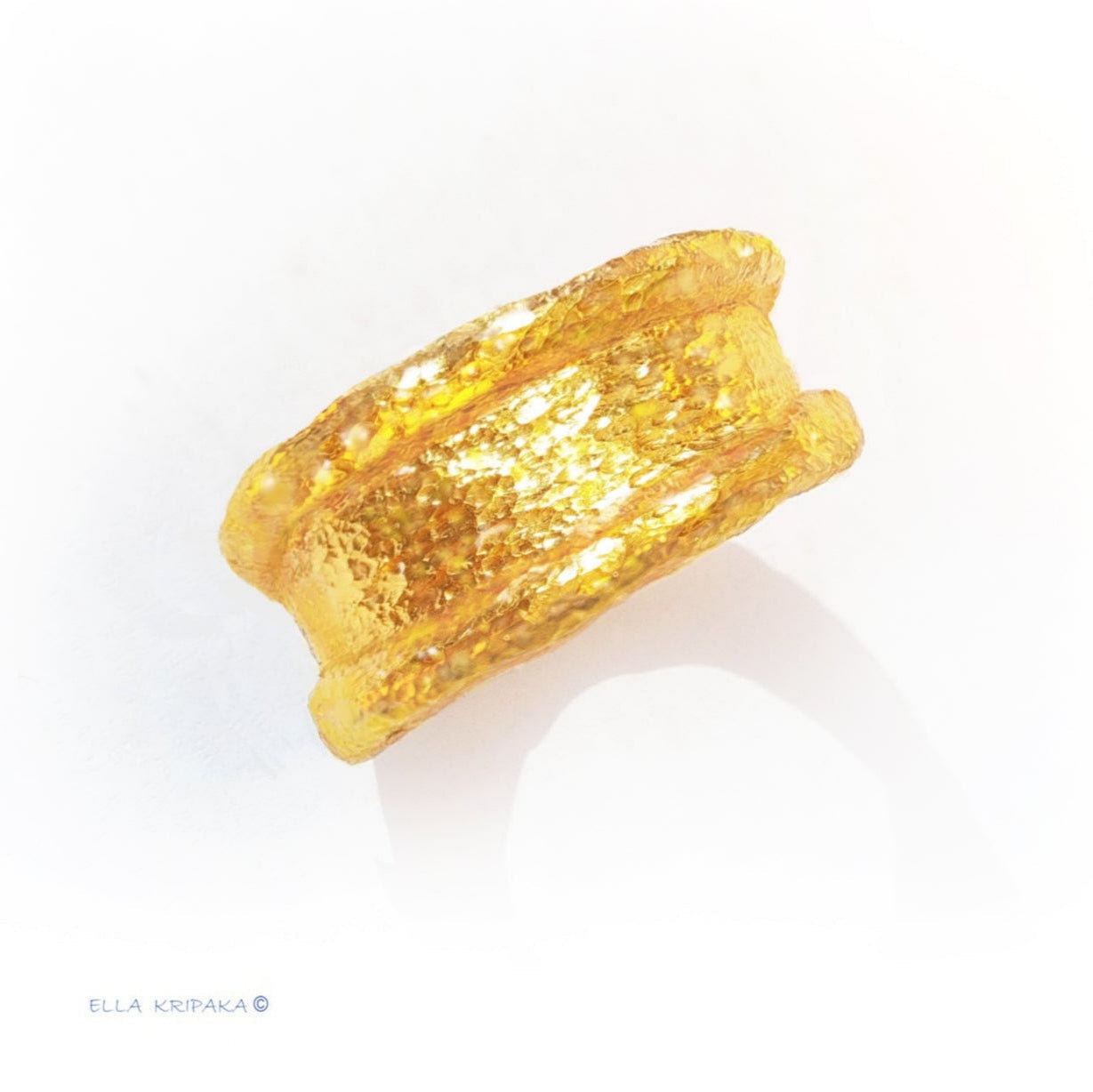 Custom Solid 24k 9999 Gold 30g Organic Ring Durable Wide 11mm Thick 3.5mm