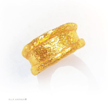 Custom Solid 24k 9999 Gold 30g Organic Ring Durable Wide 11mm Thick 3.5mm