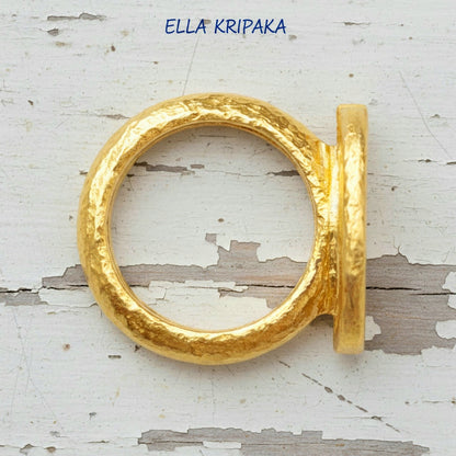 Hammered 24k 9999 Gold 17.5g Ancient Rome Ring Oval Signet 11mm 22k