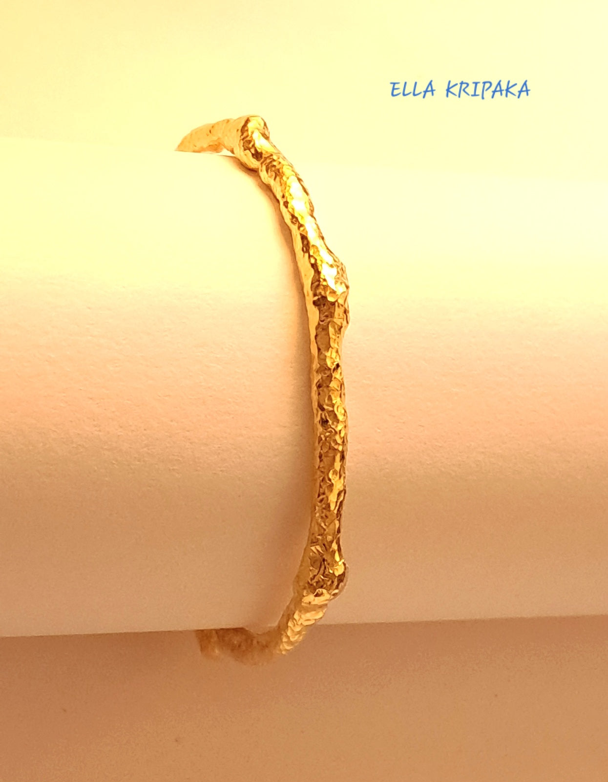 Custom Solid 24k 9999 Gold 46g Hammered Cuff Organic Uneven Bracelet Durable Thick Parts 6mm, Band 4mm