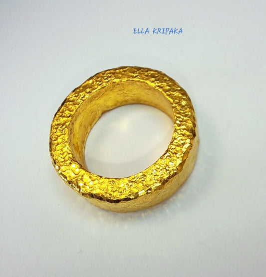 Custom Solid 24k 9999 Gold 15.5g/size 6US Hammered Ancient Rome Ring 7mm Can Be 22k Gold