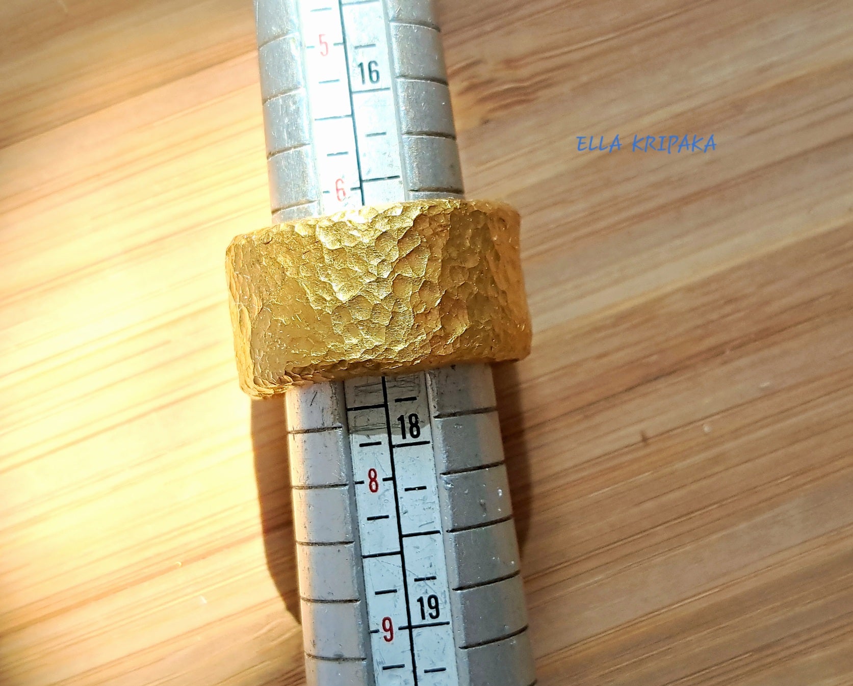 Custom Solid 24k 9999 Gold 52g size 6US Organic Ring 11mm Thick