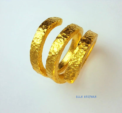 Custom Solid 24k 9999 Gold 19g Twisted Ring Ancient Rome Ancient Egypt Ancient Greece Durable Wide 16mm Thick 2mm