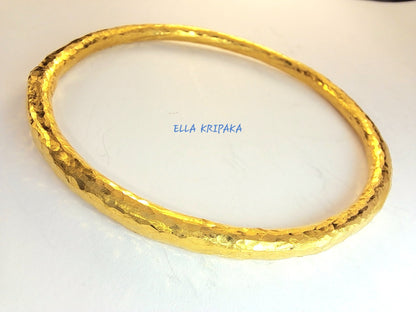 Custom Solid 24k 9999 Gold 62g/7in size Hammered Ancient Rome Bracelet Bangle 4.6mm Can Be 22k Gold