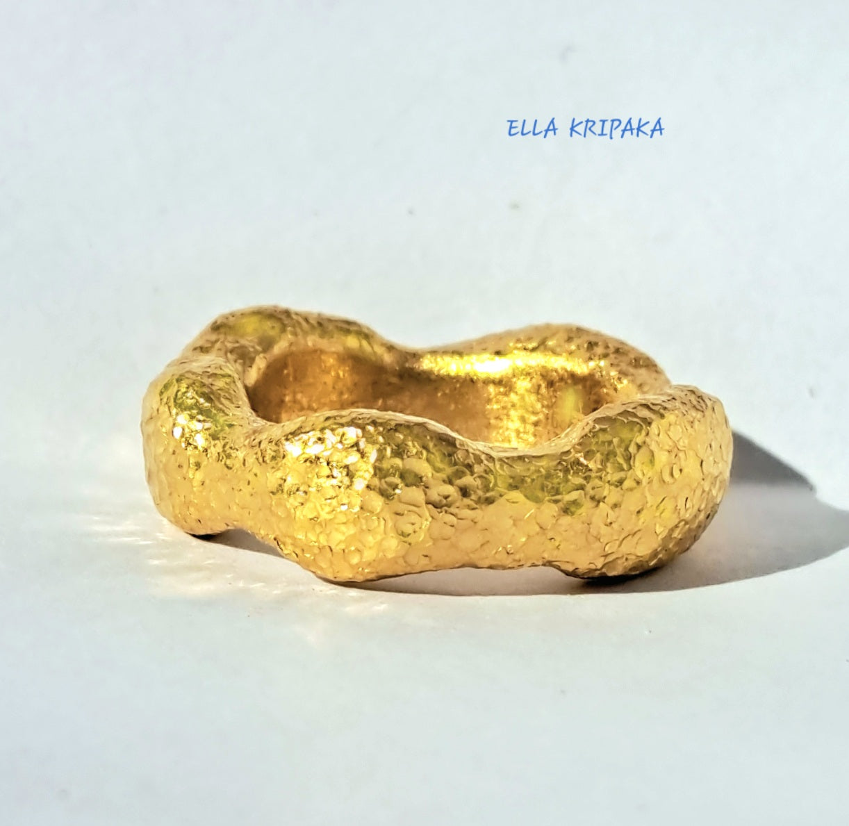 Custom Solid 24k 9999 Gold 24g/size 6US Hammered Organic Ring 6.5mm Thick Can Be 22k Gold