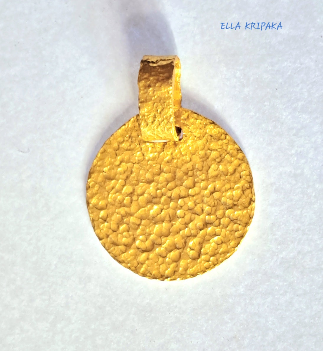 Custom Solid 24k 9999 Gold 5g and 7.5 Hammered Disk Pendant Durable Length 25mm and 30mm