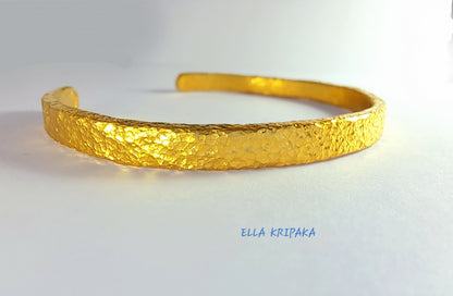 Custom Solid 24k 9999 Gold 50g Hammered Cuff Ancient Rome Bracelet Durable Wide 7.2mm Thick 2mm