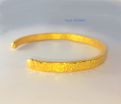 Custom Solid 24k 9999 Gold 29g Hammered Cuff Bracelet Ancient Rome Durable Wide 4.2mm Thick 2mm