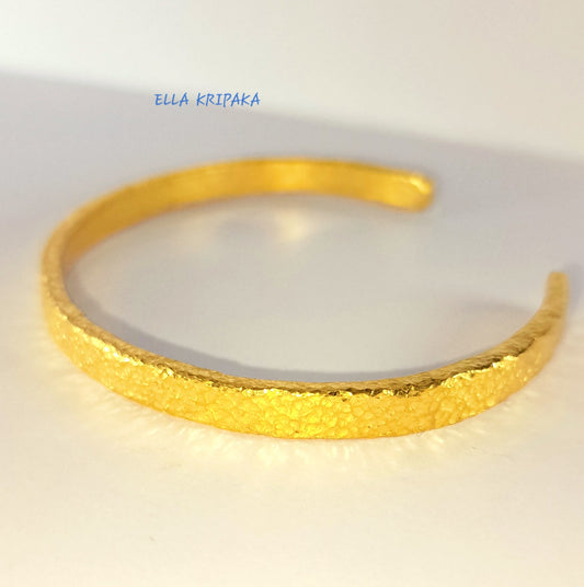 Custom Solid 24k 9999 Gold 50g Hammered Cuff Ancient Rome Bracelet Durable Wide 7.2mm Thick 2mm