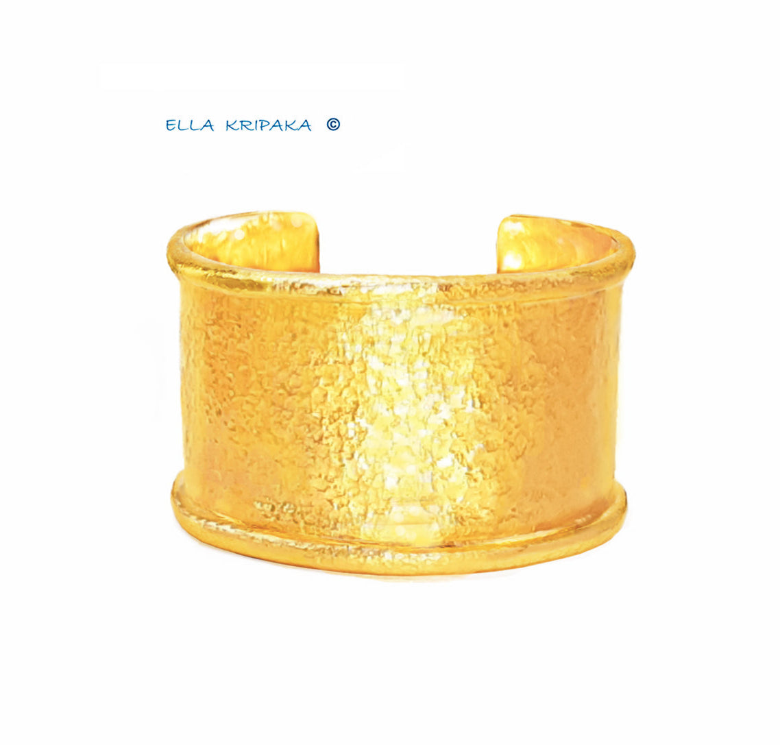 Custom Solid 24k 9999 Gold 125g/6in size Hammered Bracelet Cuff Ancient Rome 40mm Can Be 22k Gold