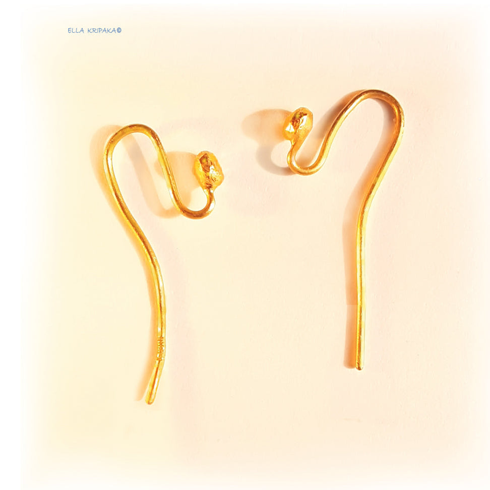 Hammered 22k gold hook thick clasps for gold earrings, artist-jeweler's name 'Ella Kripaka'