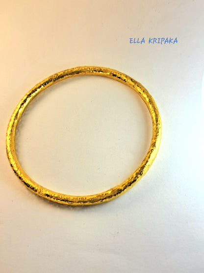 Custom Solid 24k 9999 Gold 41g Hammered Ancient Rome Bracelet Durable Bangle Wide 3.7mm Thick 3mm