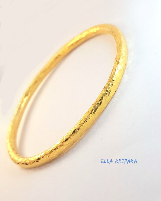 Custom Solid 24k 9999 Gold 41g Hammered Ancient Rome Bracelet Durable Bangle Wide 3.7mm Thick 3mm