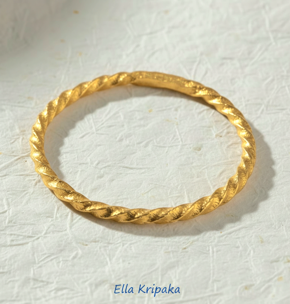 Hammered 24k 9999 Gold 54g Twisted Viking Bracelet Bangle 4.5mm