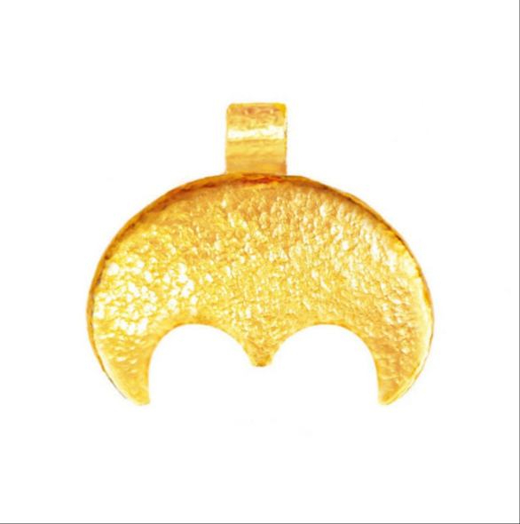 Hammered 24k gold hammered 9999 gold Moon pendant, hammered 22k gold pendant, custom handmade 24k gold jewelry, Ancient Rome, Ancient Greece 24k gold pendant, hand forged 24k 9999 gold pendant
