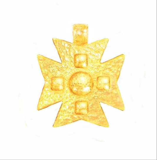 Custom Solid 24k 9999 Gold 9g and 25g, Hammered Byzantine Empire Cross Convex Pattern Pendant Durable, Length 35mm and 56mm