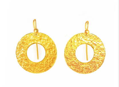 Custom Solid 24K 9999 Gold 9g and 26g Hammered Hoops Ancient Rome Earrings 40mm and 60mm Can Be 22k Gold
