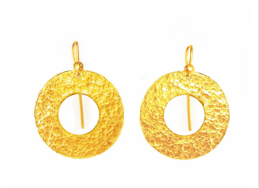 Custom Solid 24K 9999 Gold 9g and 26g Hammered Hoops Ancient Rome Earrings 40mm and 60mm Can Be 22k Gold
