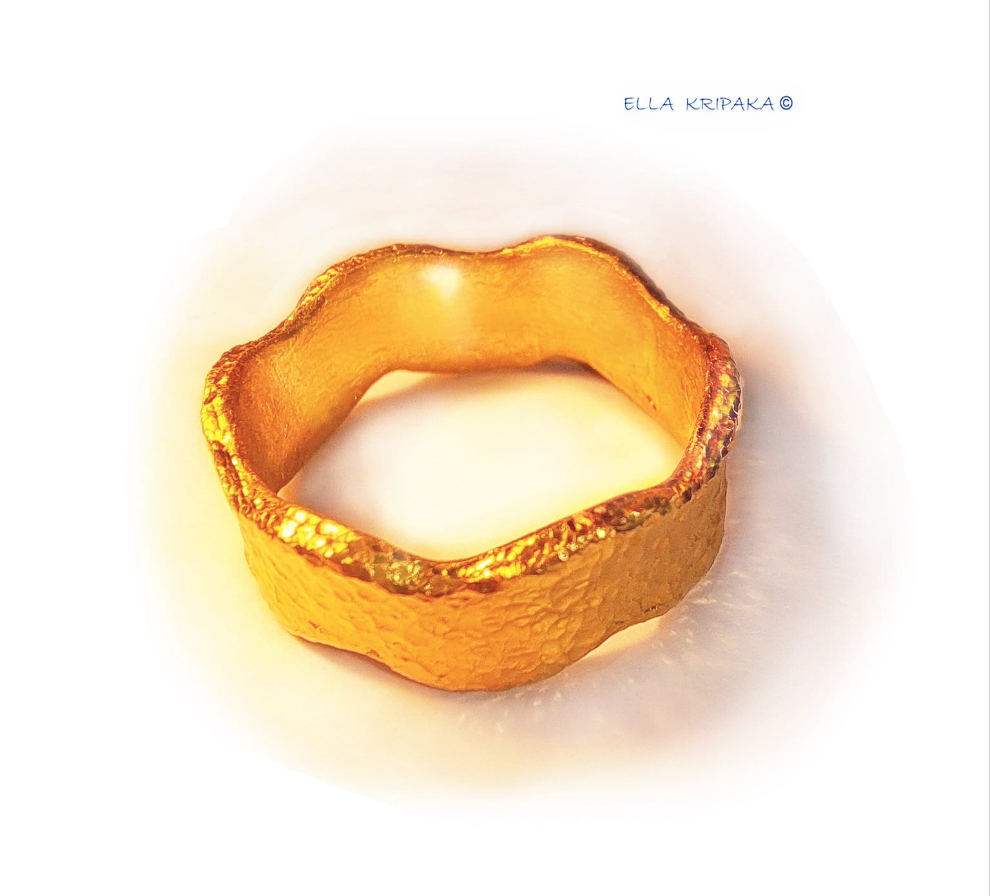 Hammered 24k Gold Hammered 9999 Gold Ring Ancient Rome Hammered 22k Gold Artist Ella Kripaka