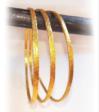 Custom hammered 22k gold bangle bracelet Ancient Rome, forged 22k gold bangle