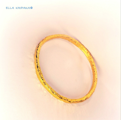 Custom Solid 24k 9999 Gold 45g/7in size Hammered Organic Bracelet Bangle 4.5mm Can Be 22k Gold