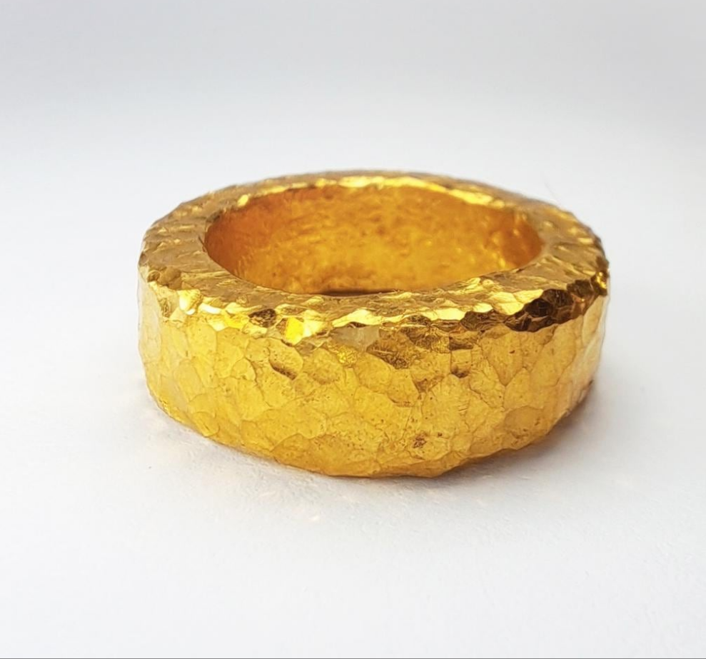Hammered 24k Gold Hammered 9999 Gold Ring Organic Hammered 22k Gold Artist Ella Kripaka