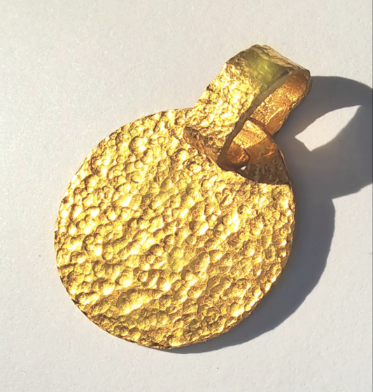 Hammered 24k gold hammered 9999 gold  pendant, hammered 22k gold pendant, custom handmade 24k gold jewelry, Ancient Rome 24k gold pendant, hand forged 24k 9999 gold pendant