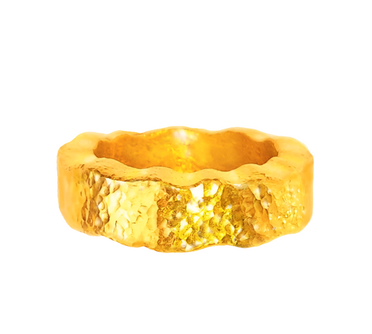 Hammered 24k Gold Hammered 9999 Gold Ring Organic Hammered 22k Gold Artist Ella Kripaka
