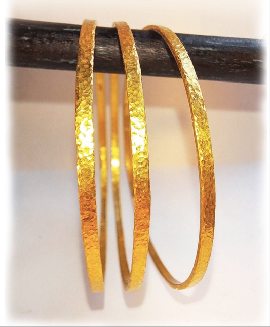 Custom hammered 22k gold bangle bracelet Ancient Rome, forged 22k gold bangle
