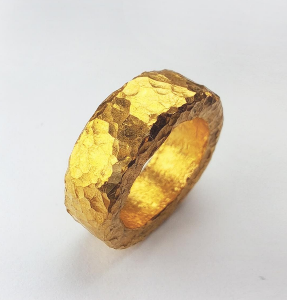 Hammered 24k Gold Hammered 9999 Gold Ring Organic Hammered 22k Gold Artist Ella Kripaka