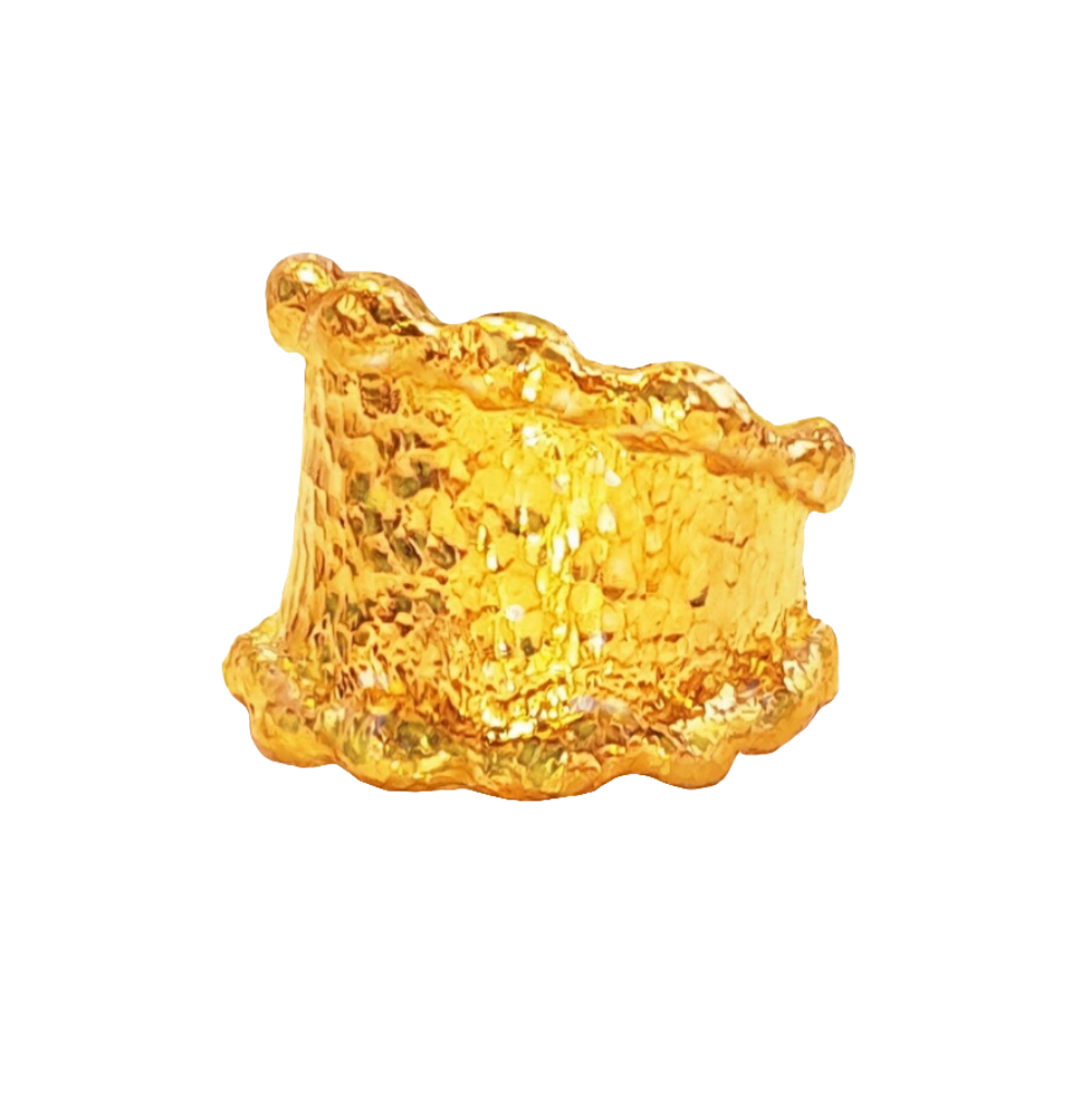 Custom Solid 24k 9999 Gold 42g size 6US Hammered Organic Ring 20mm