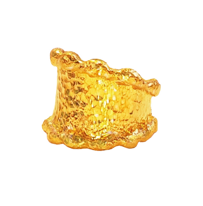 Custom Solid 24k 9999 Gold 42g size 6US Hammered Organic Ring 20mm