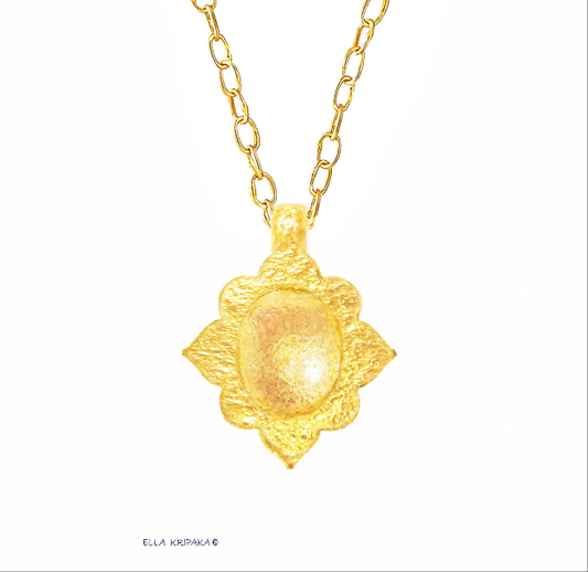 Custom Solid 24k 9999 Gold 11g and 30g, Hammered Byzantine Empire Ornament Baroque Dome Pendant Durable, Length 35mm and 56mm