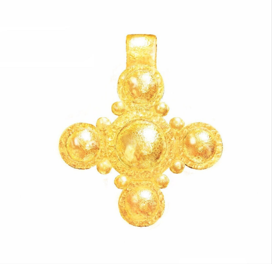 Custom Solid 24k 9999 Gold 9g and 25g, Hammered Byzantine Empire Cross With Convex Pattern Pendant Durable, Length 35mm and 56mm