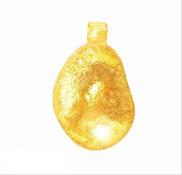 Hammered 24k Gold Hammered 9999 Gold Organic pendant Hammered 22k Gold by Artist Ella Kripaka