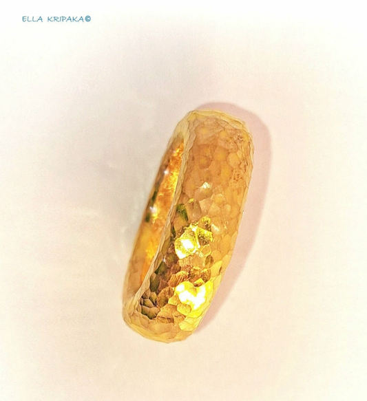 Custom Solid 24k 9999 Gold 13g/size 6US Hammered Ancient Rome Ring 7mm Thick Can Be 22k Gold