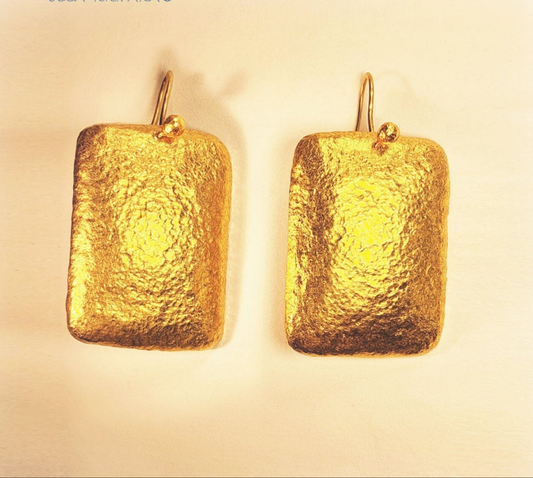 Custom Solid 24K 9999 Gold, 11g and 30g, Hammered Geometric Convex Earrings, Sizable, 40mm and 60mm