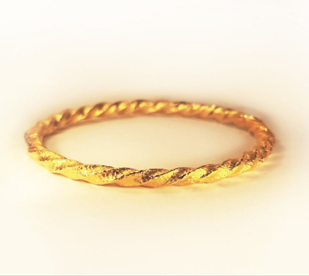 Custom hammered 24k gold 9999 gold bangle twisted bracelet Viking and Ancient Rome, forged 24k gold bangle, can be hammered 22k gold bracelet, pure 24k 9999 gold