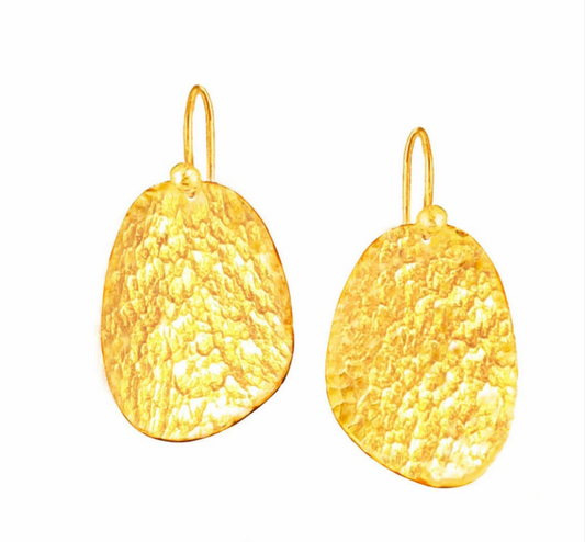 Custom Solid 24K 9999 Gold 8.5g and 25g Hammered Organic Earrings 40mm and 60mm Can Be 22k Gold