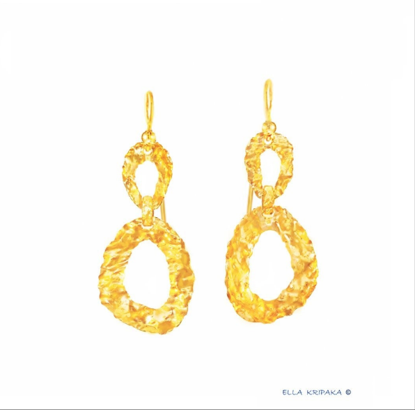 Custom Solid 24k 9999 Gold 7g & 20g Hammered Organic Uneven Earrings 50mm & 70mm Can Be 22k Gold