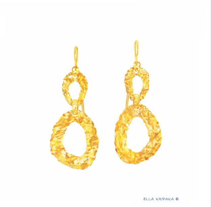 Custom Solid 24k 9999 Gold 7g & 20g Hammered Organic Uneven Earrings 50mm & 70mm Can Be 22k Gold