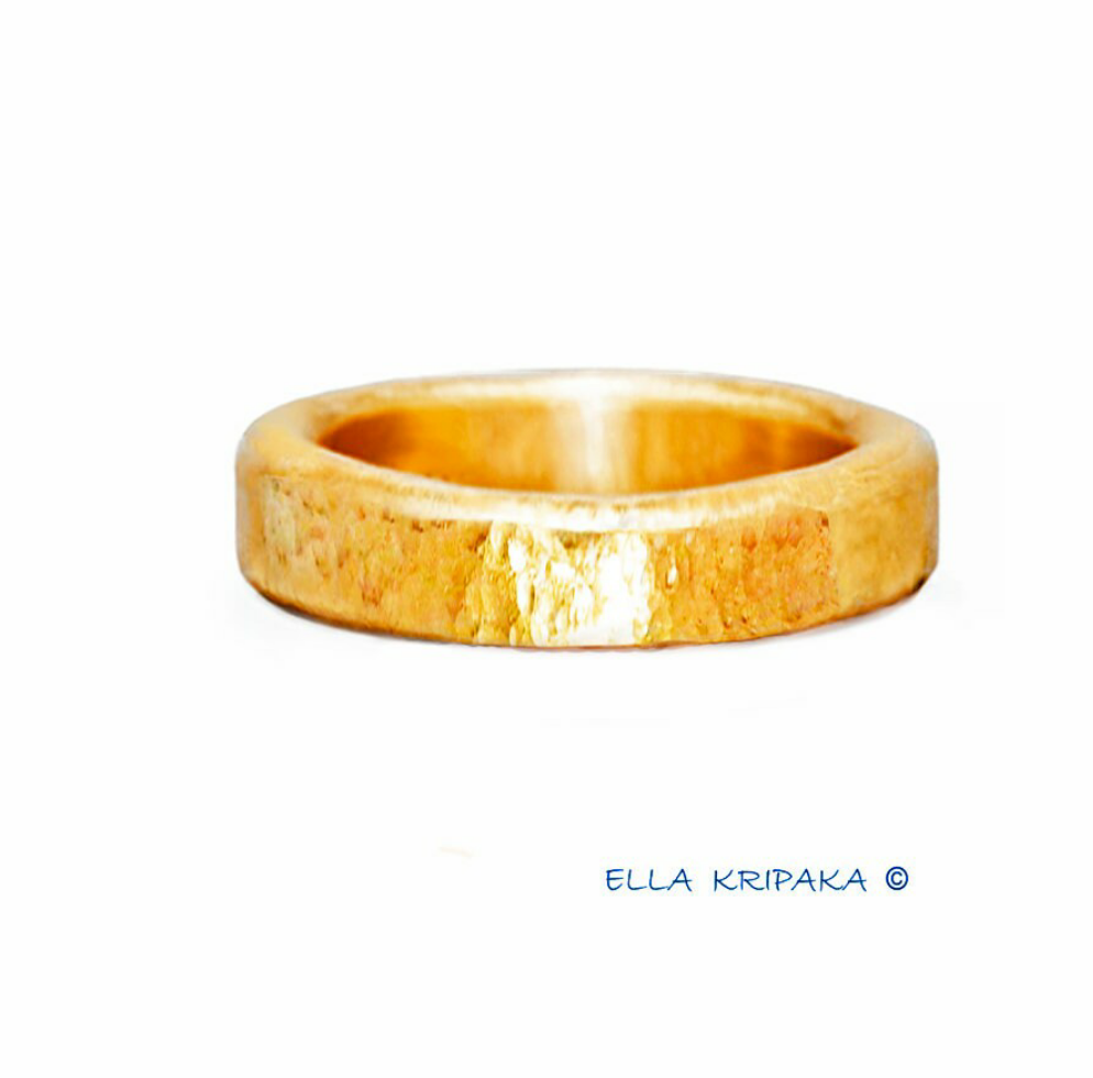 Custom Solid 24k 9999 Gold 13g Hammered Ancient Rome Ring Widt 4.2mm Can Be 22k Gold