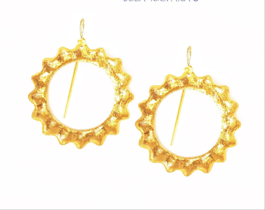 Custom Solid 24K 9999 Gold 9g & 26g Hammered Convex Hoops Sun Earrings Ancient Rome 40mm & 60mm Can Be 22k Gold