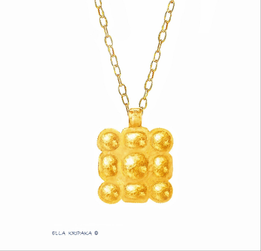 Custom Solid 24k 9999 Gold 11g & 36g Hammered Byzantine Square Pendant 35mm & 56mm Can Be 22k Gold