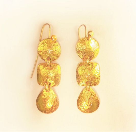 SALE%5 Custom 9999 24k Gold 18g & 28g Hammered Byzantine Earrings Size 60mm & 78mm Can Be 22k Gold