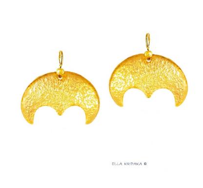 Hammered 24k 9999 Gold 8g &21g Moon Ancient Rome Earrings Can 22k