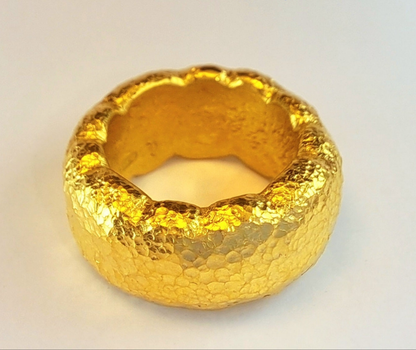 Custom Solid 24k 9999 Gold 41g size 6US Hammered Organic Ring 10mm