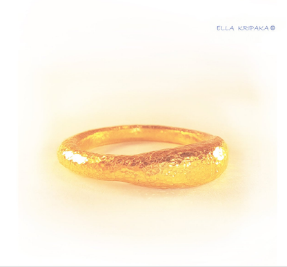 Hammered 24k Gold Hammered 9999 Gold Ring Organic Hammered 22k Gold Artist Ella Kripaka
