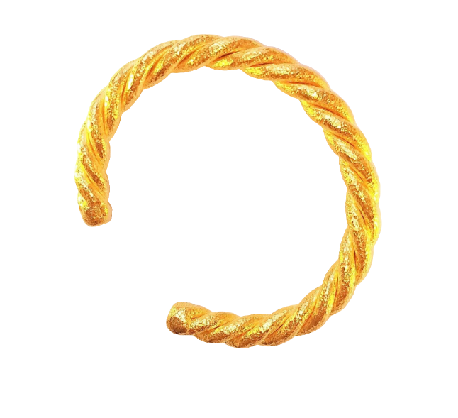 Custom Solid 24k 9999 Gold 125g/6in size Viking Hammered Twisted Bracelet Cuff 7.6mm Can Be 22k Gold