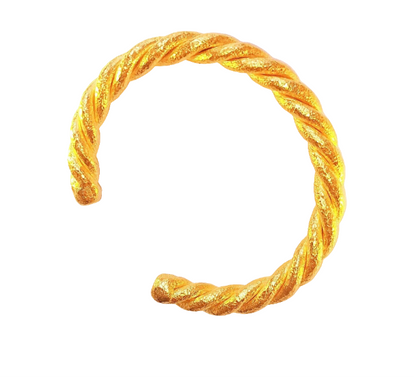 Custom Solid 24k 9999 Gold 125g/6in size Viking Hammered Twisted Bracelet Cuff 7.6mm Can Be 22k Gold